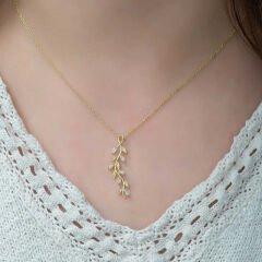 925 Ayar Gümüş Gold Sarmaşık Kadın Gümüş Kolye T4877 (491491)