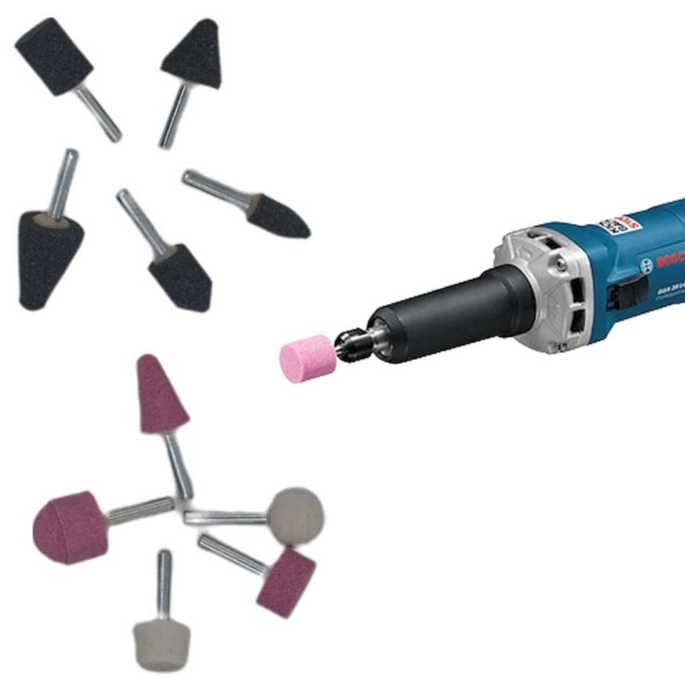 AD 6mm 10lu Taşlama Seti Gravür Dremel Taşlama Zımpara Ucu Seti