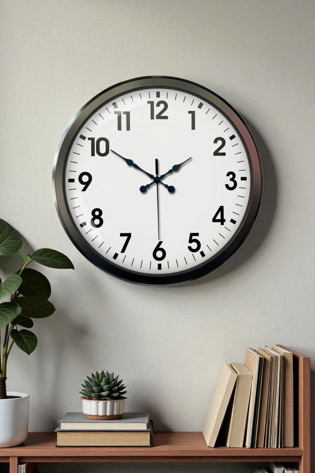 Siyah Klasik 52 Cm Modern Duvar Saati