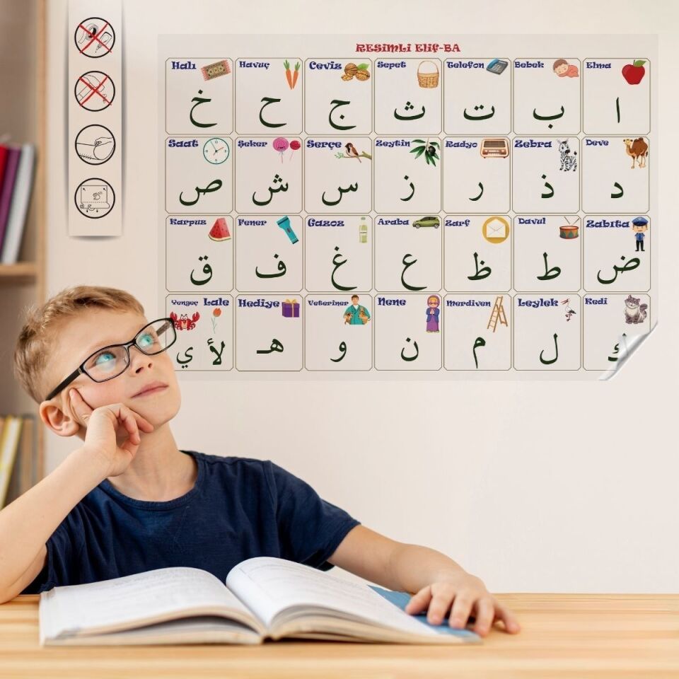 AD 70x100 cm Statik Kağıt Elif-Ba Öğrenme Tahtası