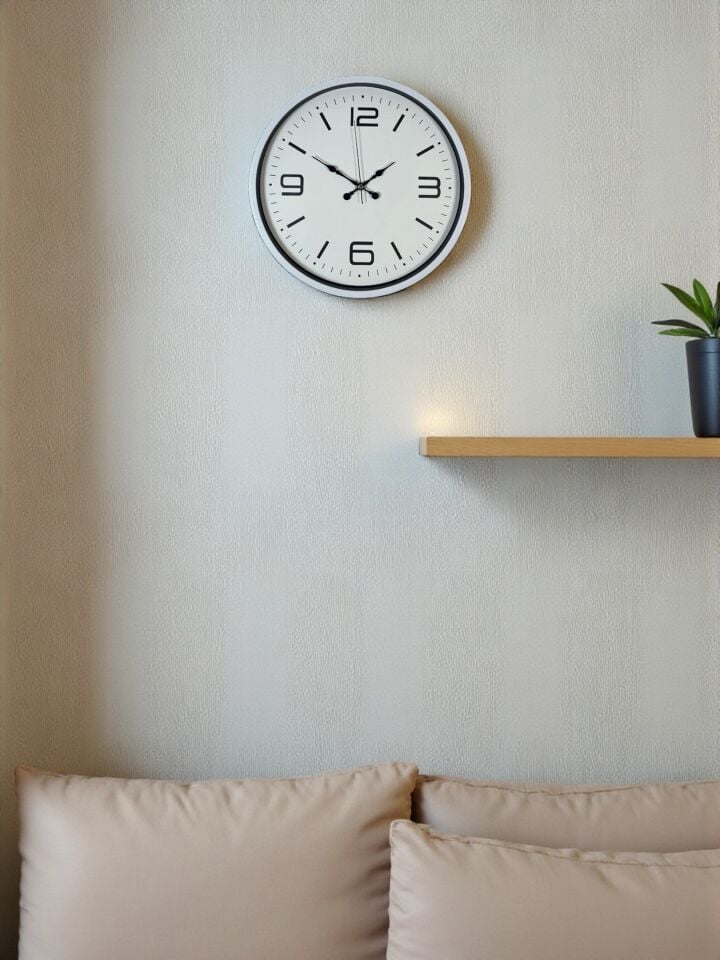 36 Cm Beyaz Modern Dekoratif Duvar Saati