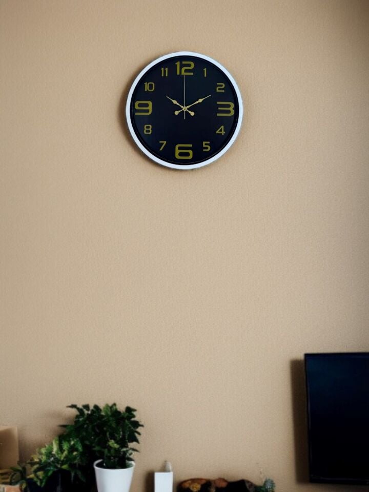 36 Cm Beyaz Gold Rakamlı Dekoratif Duvar Saati