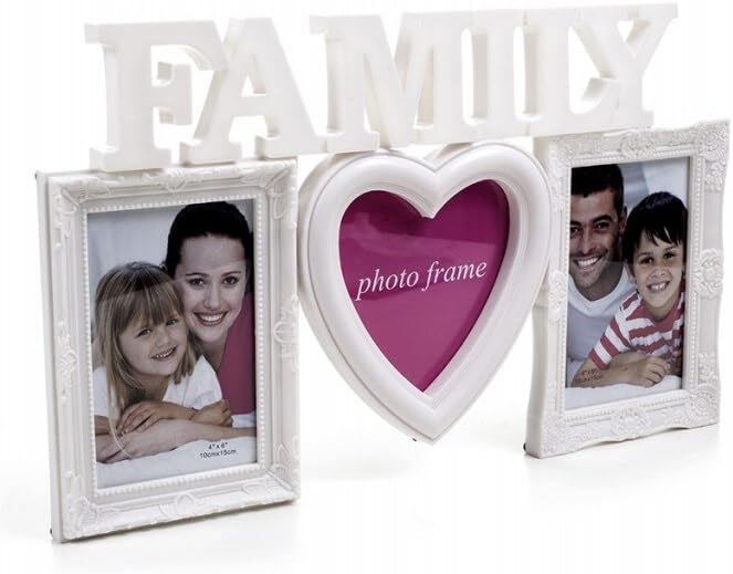 Buffer Family Tasarımlı 3’lü Dekoratif Fotoğraf Çerçevesi - Kalp Detaylı Beyaz Çerçeve