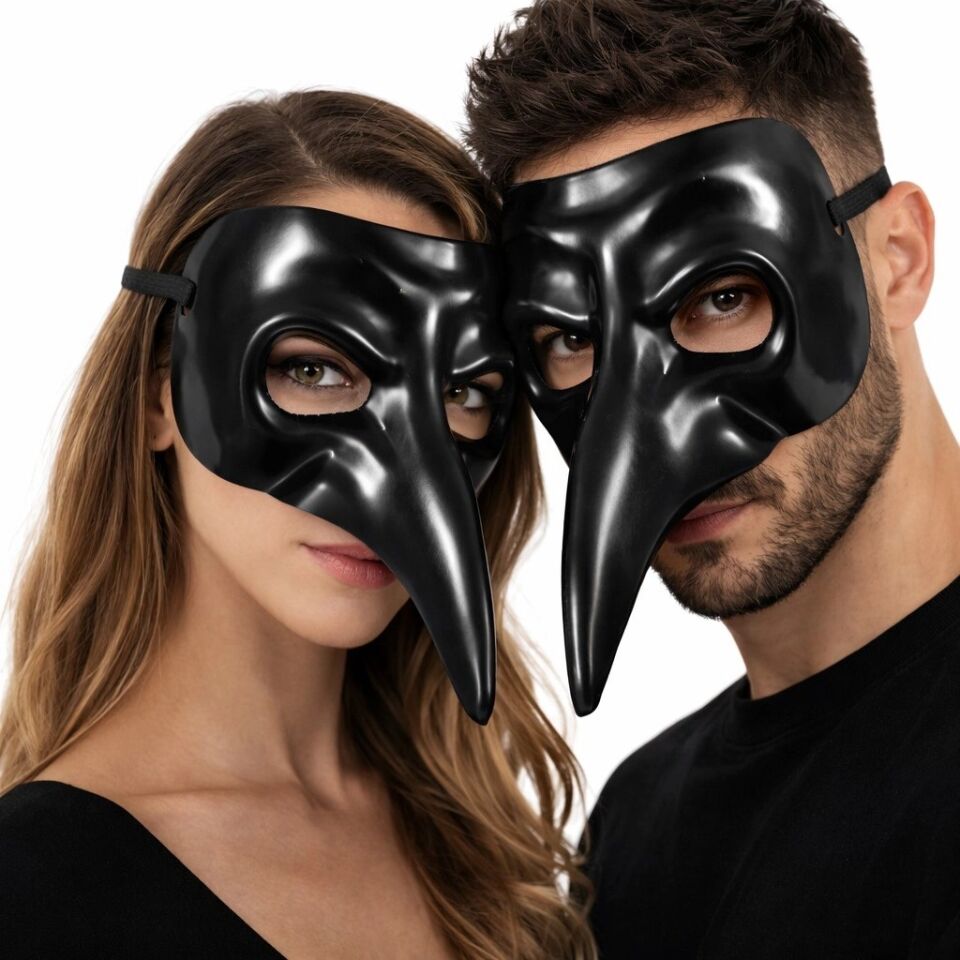 Mey İthalat® Siyah Uzun Burun Veba Doktoru Maskesi