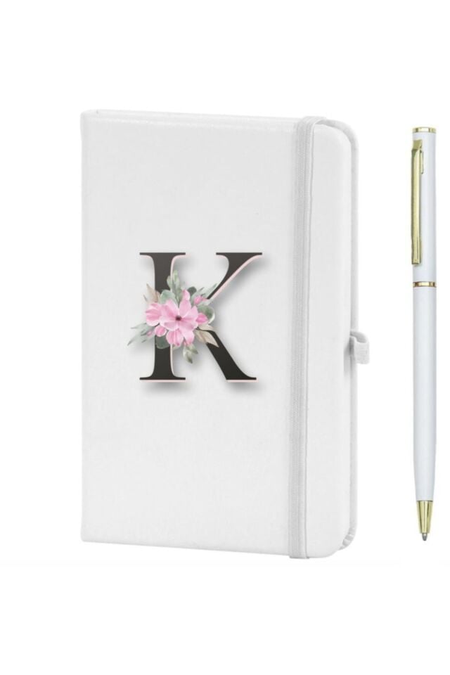 K Harfi Çiçek Desen Baskılı Defter