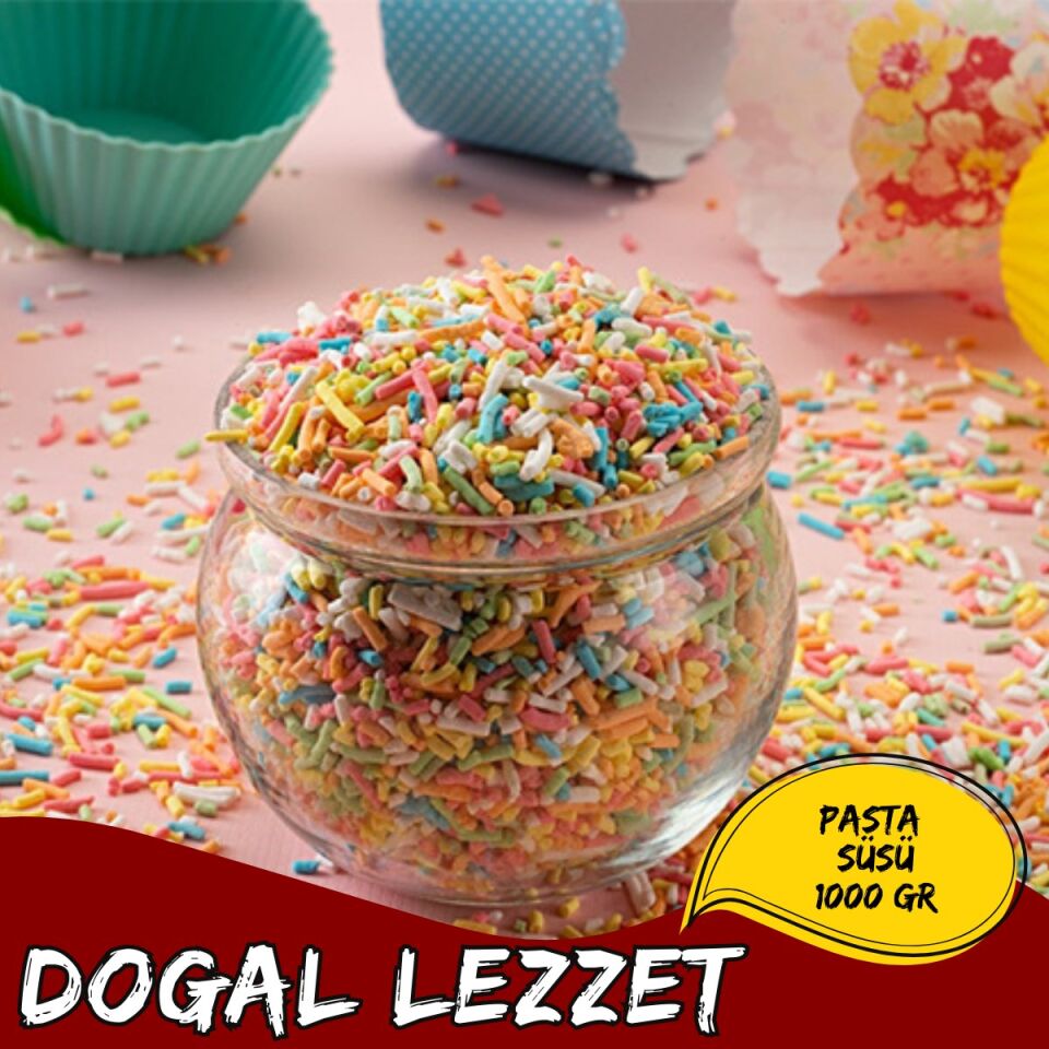 Mey İthalat® Pasta Süsü Renkli Pasta ve Kek Süsleme Şekeri 1000 Gr (1 Kg)