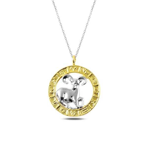925 Ayar Gümüş Gold Koç Burcu Kadın Gümüş Kolye (T4921) (491491)