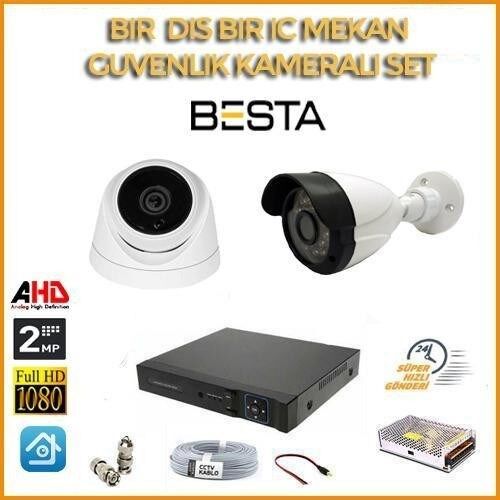 2 MP 1080P 1 İç Mekan 1 Dış mekan Kameralı Ahd Güvenlik Seti