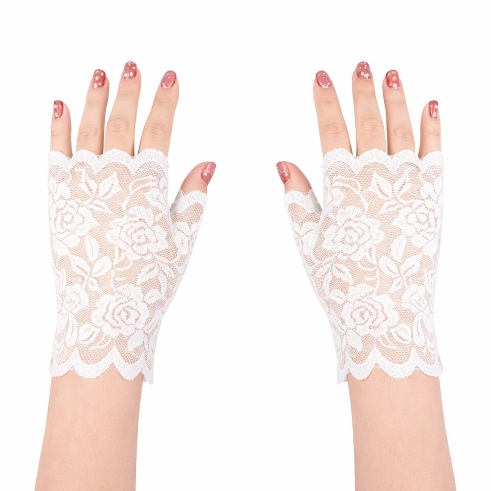 Mey İthalat® Beyaz Dantel Parmaksız Kısa Eldiven
