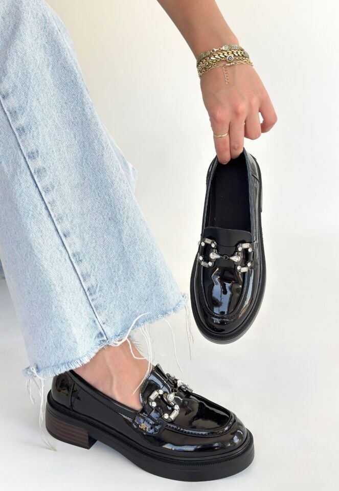 Ertin Siyah Rugan Oxford Ayakkabı