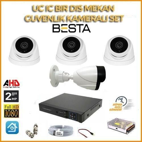 2 MP 1080P 3 İç Mekan 1 Dış Mekan Kameralı Ahd Güvenlik Seti