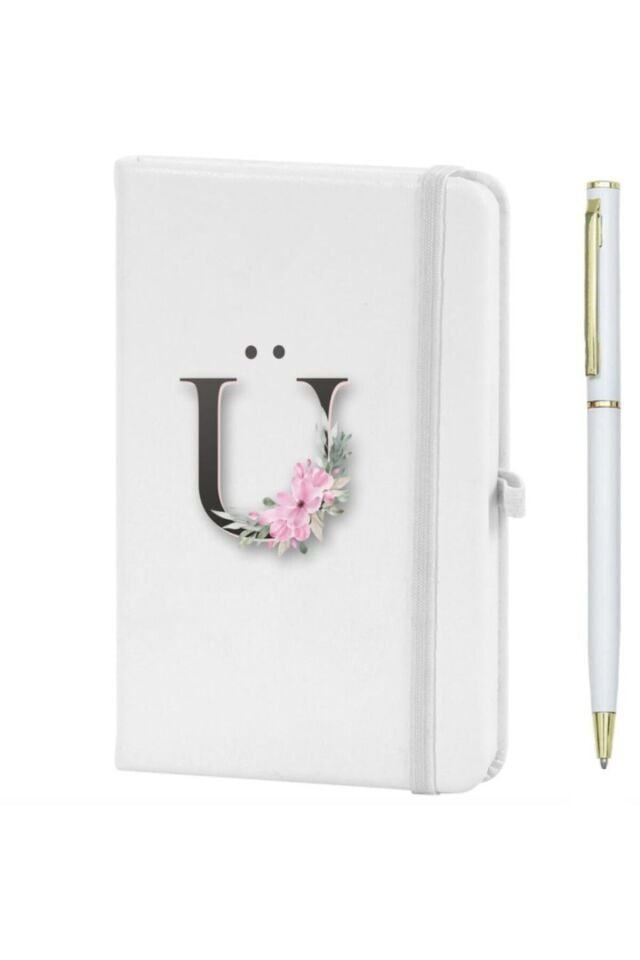 Ü Harfi Çiçek Desen Baskılı Defter