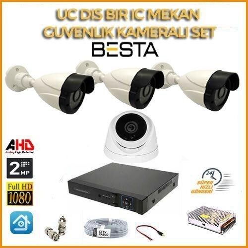 2 MP 1080P 3 Dış Mekan 1 İç Mekan Kameralı Ahd Güvenlik Seti