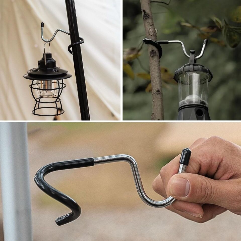 AD Kamp İçin Çok Fonksiyonlu S-Şekilli Direk Askısı Kaymaz Paslanmaz Çelik Eşya Asma Kancası