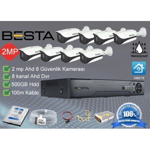 8 Dış Mekan Kameralı Herşey Dahil Güvenlik Kamera Seti