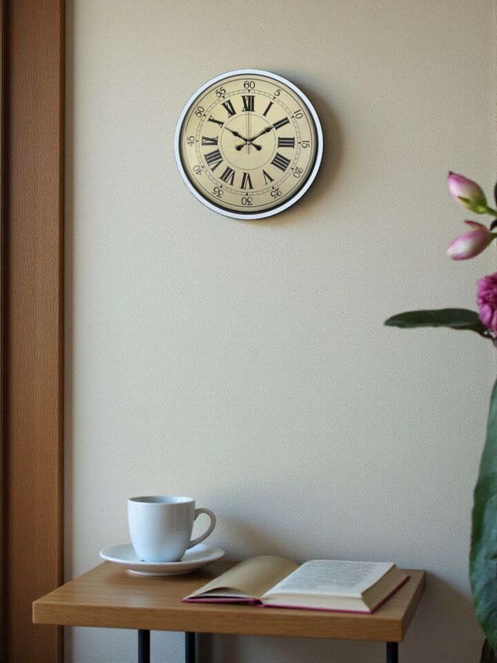 36 Cm Beyaz Retro Dekoratif Duvar Saati