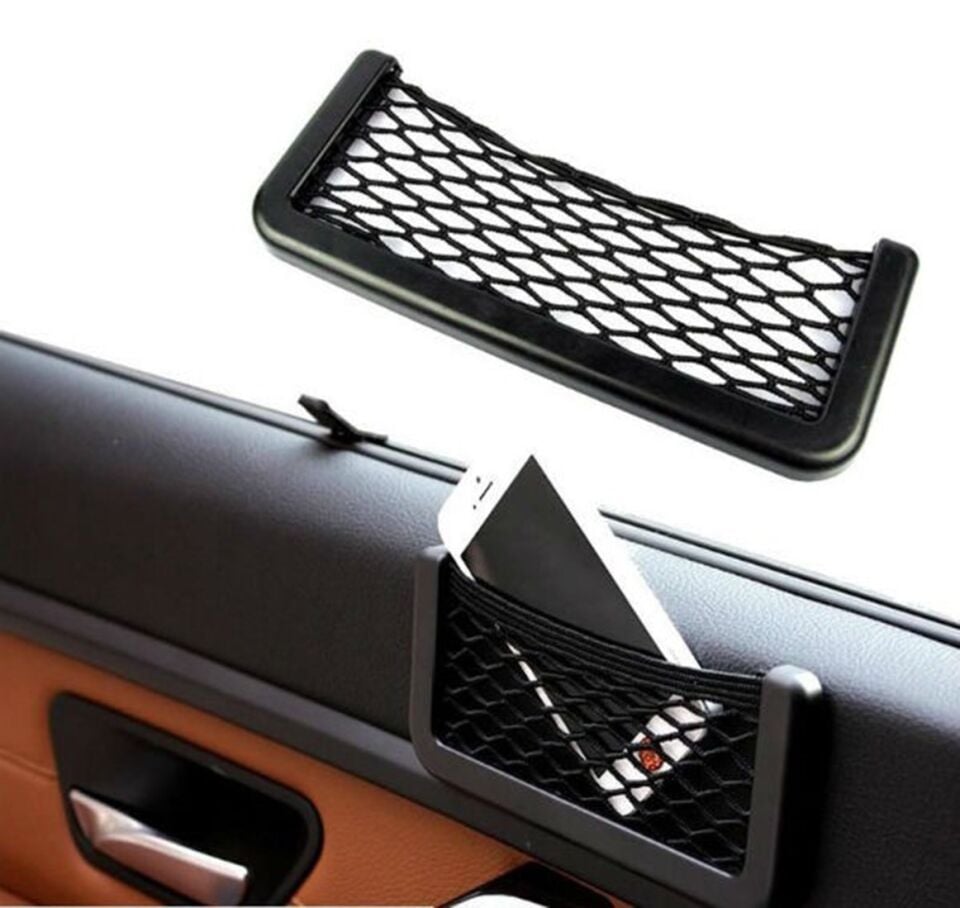 AD Araç İçi Fileli Pratik Göz Telefon İçin Yapışkanlı Fileli Ceplik