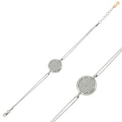 925 Ayar Gümüş Beyaz Taşlı Yuvarlak Bileklik BR0460312 (491491)