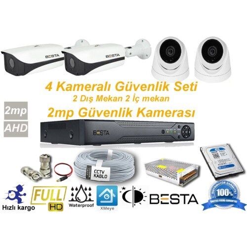 2 Dış Mekan 2 İç Mekan Güvenlik Kameralı Her Şey Dahil Güvenlik Kamera Seti