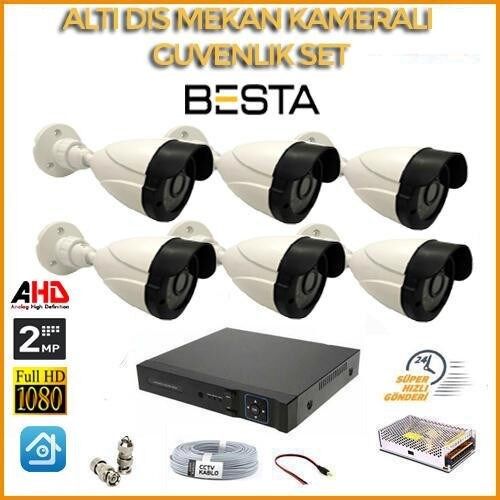 2MP 1080P 6 Dış Mekan Kameralı Ahd Güvenlik Seti