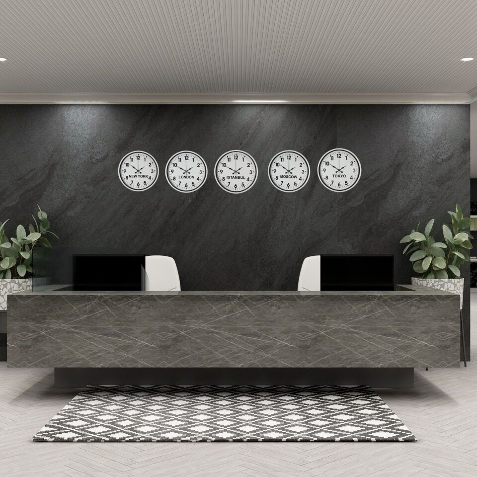 Beyaz 5’li Dünya Saat Seti 36 cm Standart