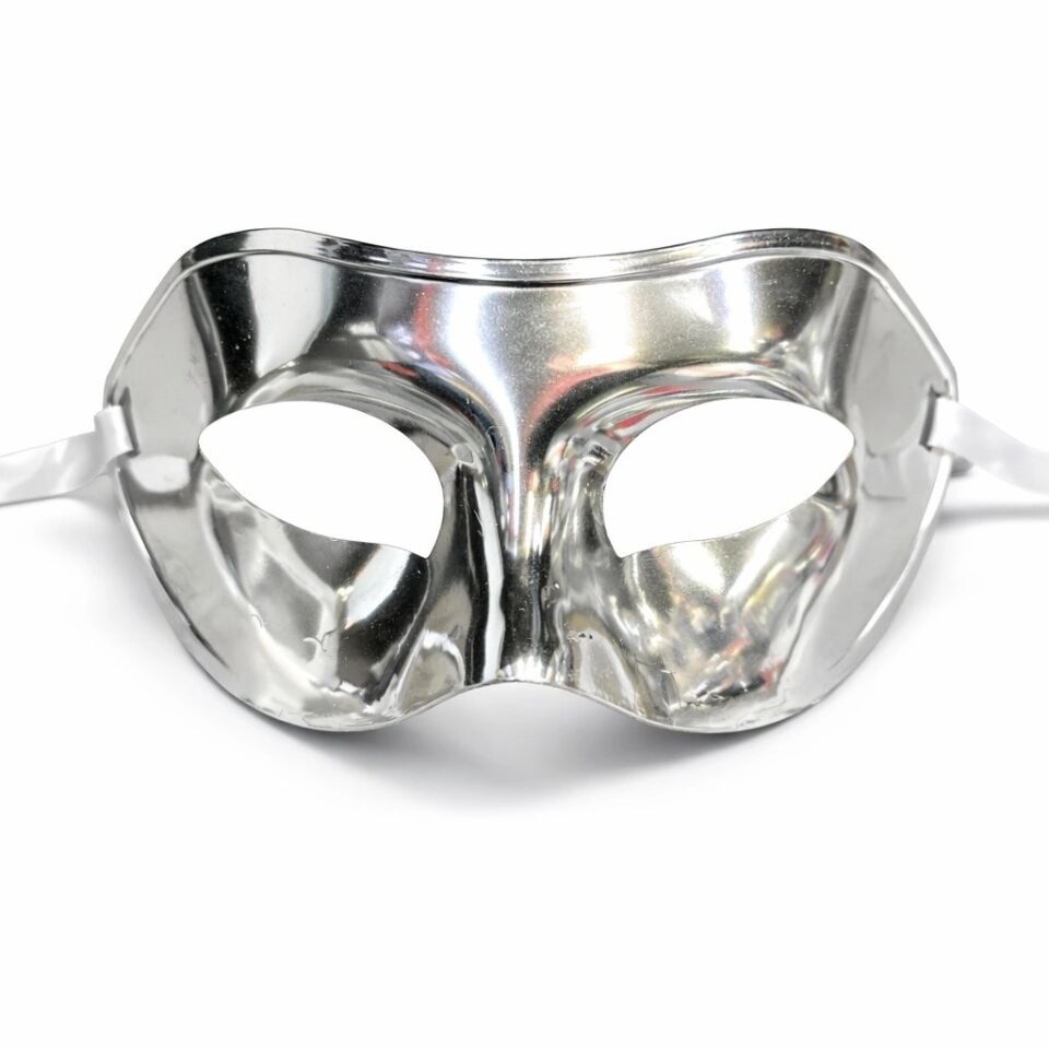 Mey İthalat® Metalize Parlak Parti Maskesi Gümüş Renk 16x7 cm