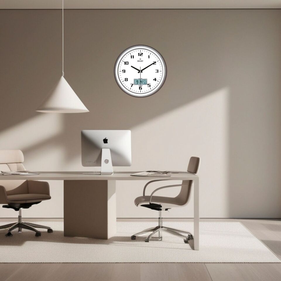 Krom Tarih Ölçer Dekoratif Duvar Saati