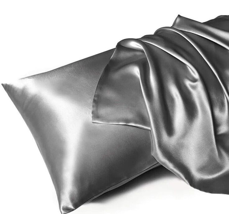 2’li  İpek Dokulu Saten Yastık Kılıfı 50x70 – Koyu Gri – Mikrosaten, Saç ve Cilt Dostu