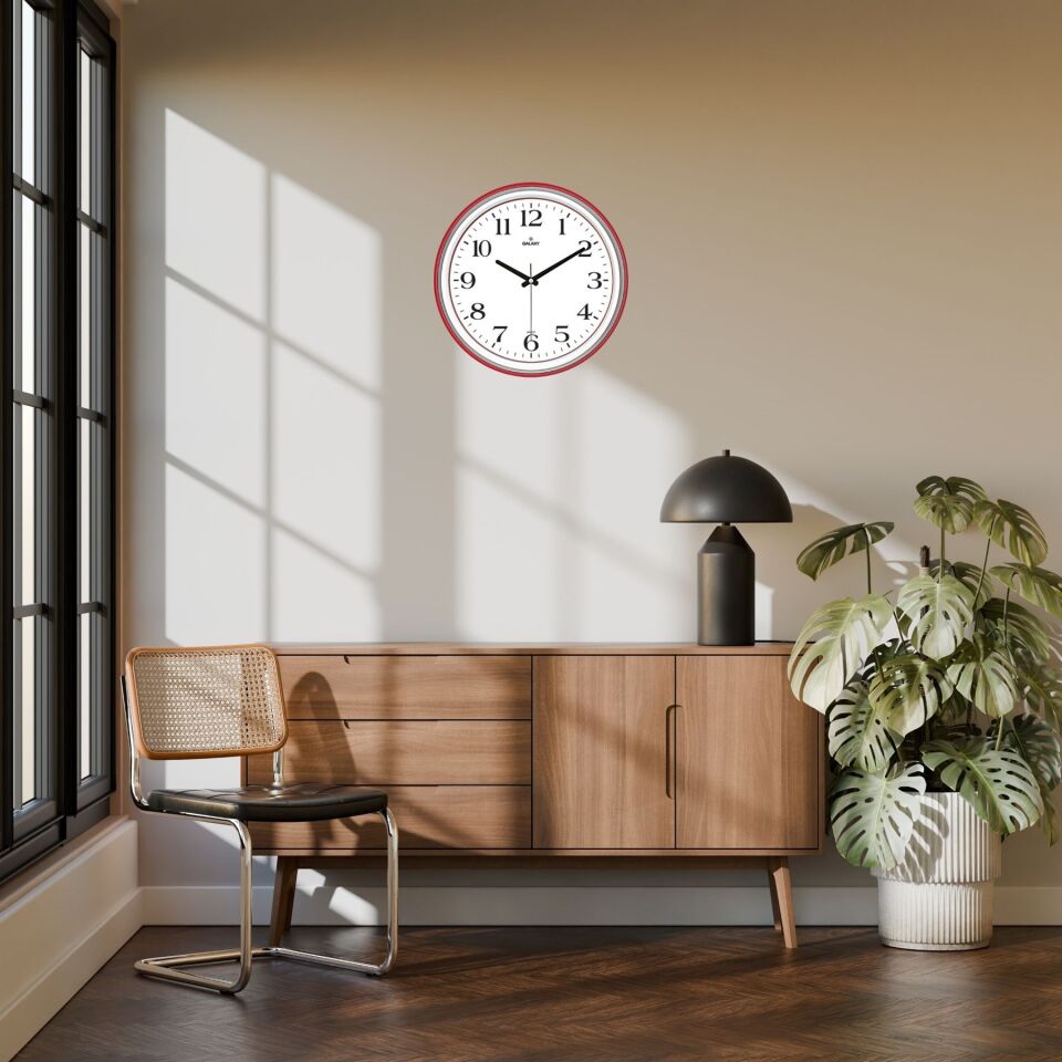 Akrilik Boyalı 2 Renkli ABS Çerçeve 35 Cm Duvar Saati