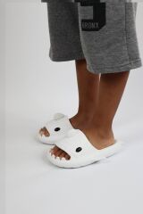 WG500 Köpekbalığı Beyaz Unisex Tam Ortopedik Terlik Shark Slides Cocuk