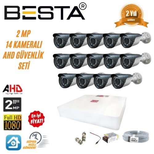 2 MP Ahd 1080P Gece Görüşlü 14 Kameralı Güvenlik Sistemi