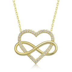 925 Ayar Gümüş Gold Kalpli Sonsuzluk Kadın Gümüş Kolye T6921 (491491)