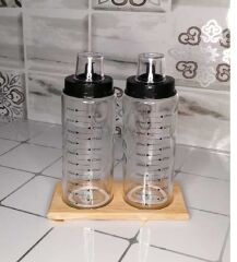 Ahşap Yağdanlık Altlığı -2 Bölmeli Yağlık Sosluk Standı (491491)
