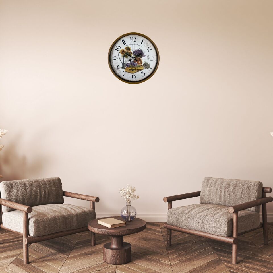 Lavande Provence 36 Cm Kahverengi Duvar Saati