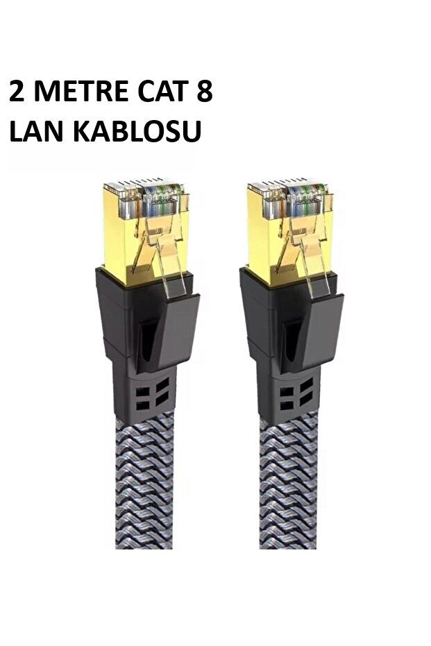 Cat 8 LAN Kablosu –Ethernet Kablosu Örgü Kaplama, Yüksek Hızlı (2 METRE)