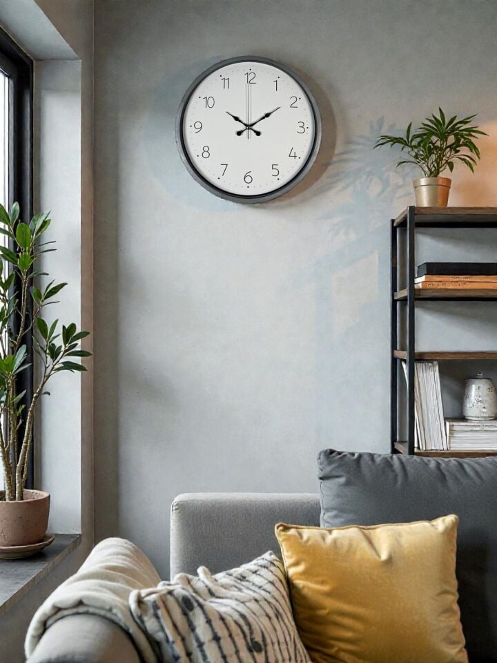 36 Cm Gri Dekoratif Duvar Saati