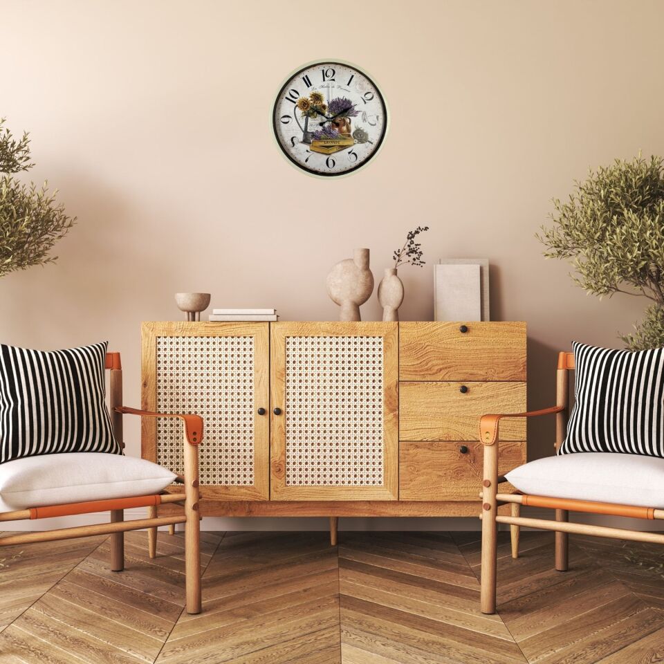 Krem Sunflower & Lavender 36 Cm Duvar Saati