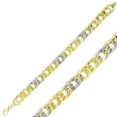 ​925 Ayar Gümüş İki Renkli Zincir Bileklik T4824 (491491)