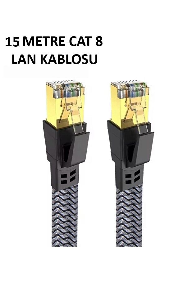 Cat 8 LAN Kablosu –Ethernet Kablosu Örgü Kaplama, Yüksek Hızlı  (15 METRE)
