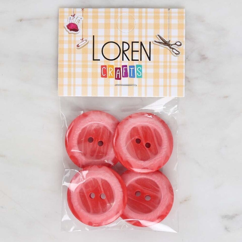 Loren Crafts 4'lü Kırmızı Düğme - 1725