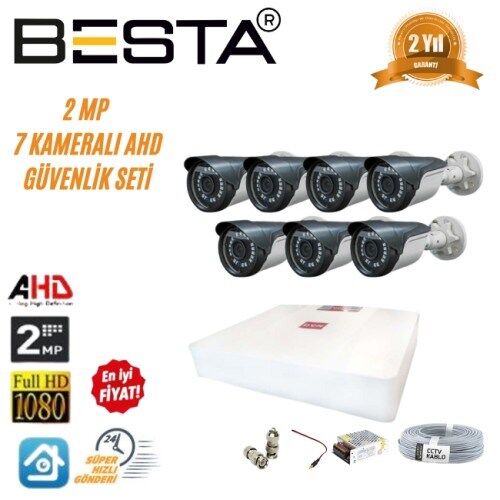 2MP Ahd 1080P Gece Görüşlü 7 Kameralı Güvenlik Sistemi