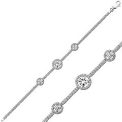 925 Ayar Gümüş Üç Taşlı Su Yolu Bileklik T4710 (491491)