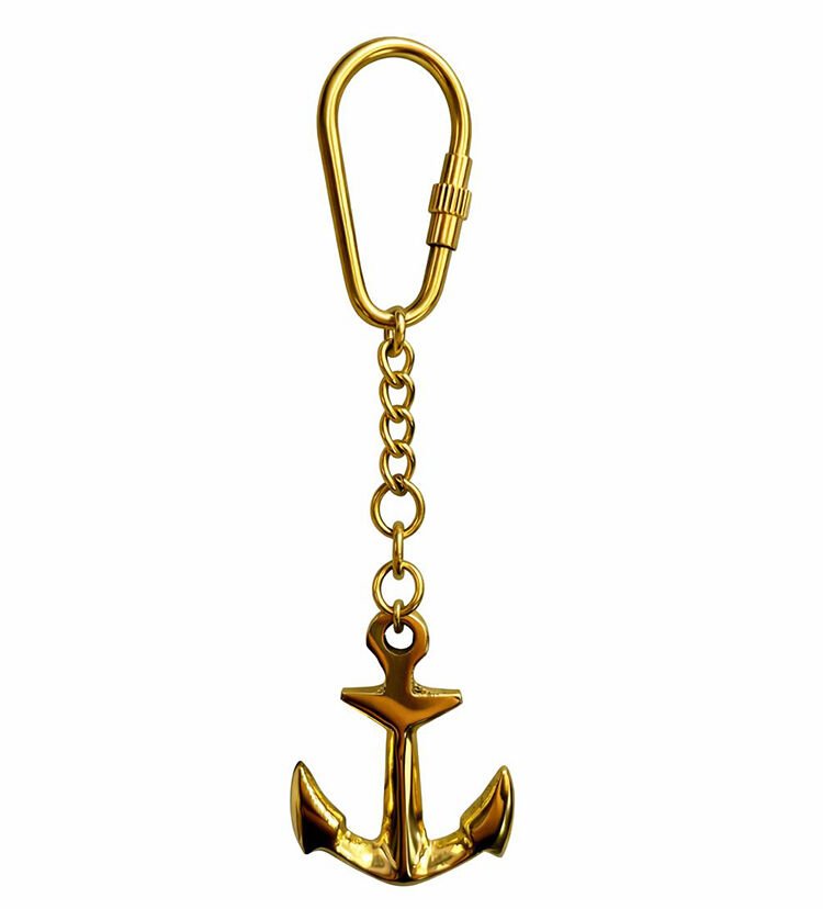 Denizci Temalı Pirinç Çapa Anahtarlık