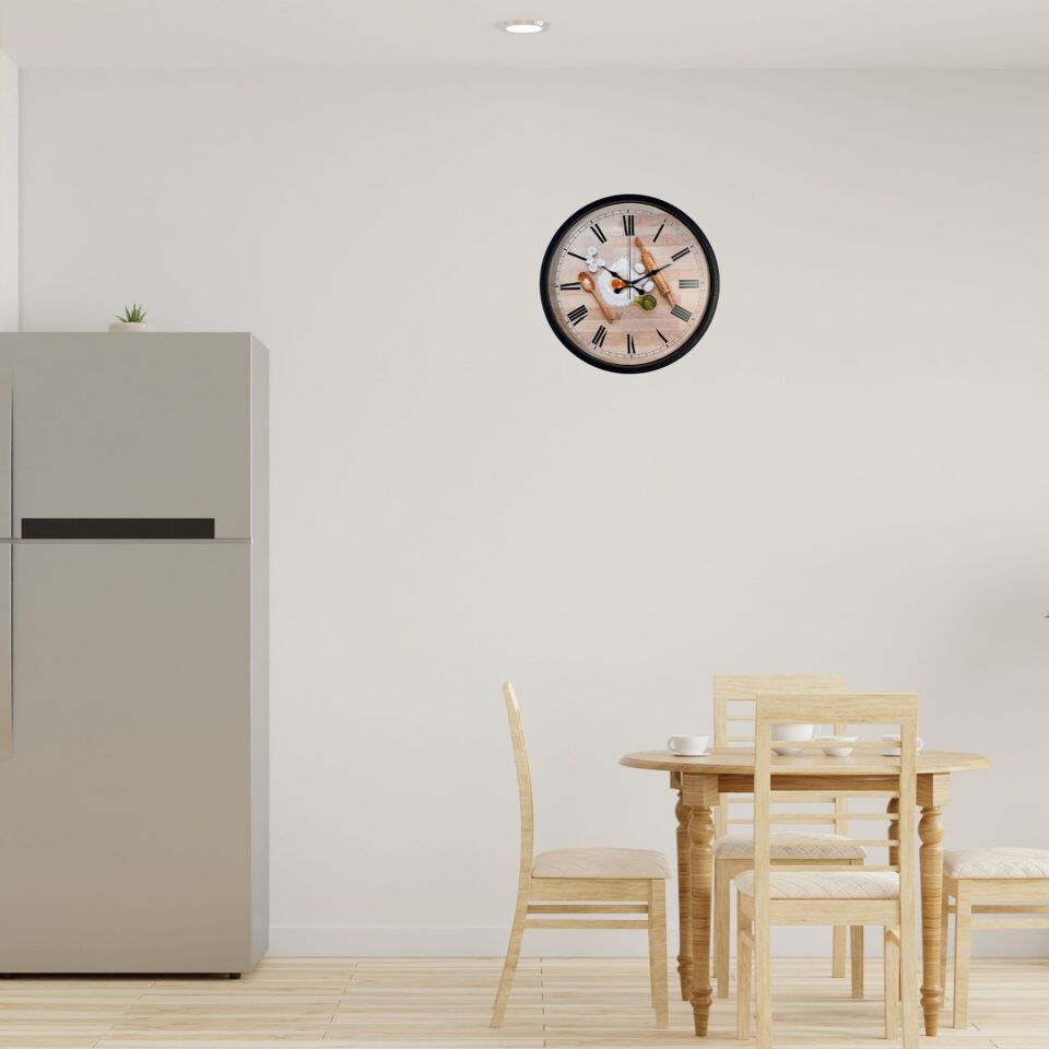 Chef Kitchen Siyah 36 Cm Dekoratif Duvar Saati
