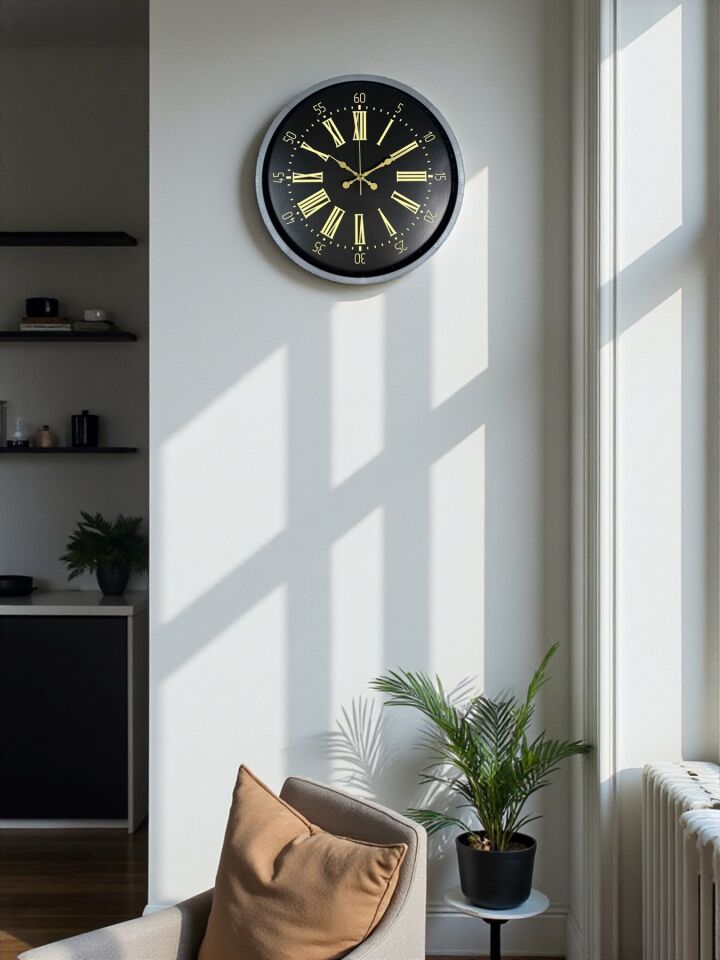 36 Cm Gri Şık Dekoratif Duvar Saati