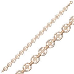 925 Ayar Gümüş Rose Yuvarlak Su Yolu Bileklik T6373 (491491)