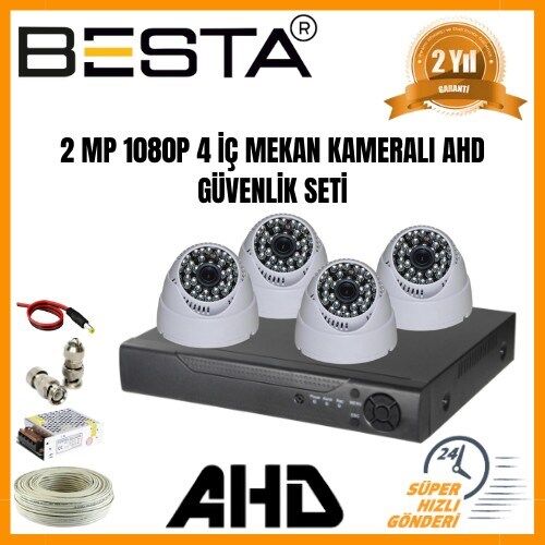 2Mp Ahd 1080P Gece Görüşlü 4 Kameralı Dome Güvenlik Sistemi