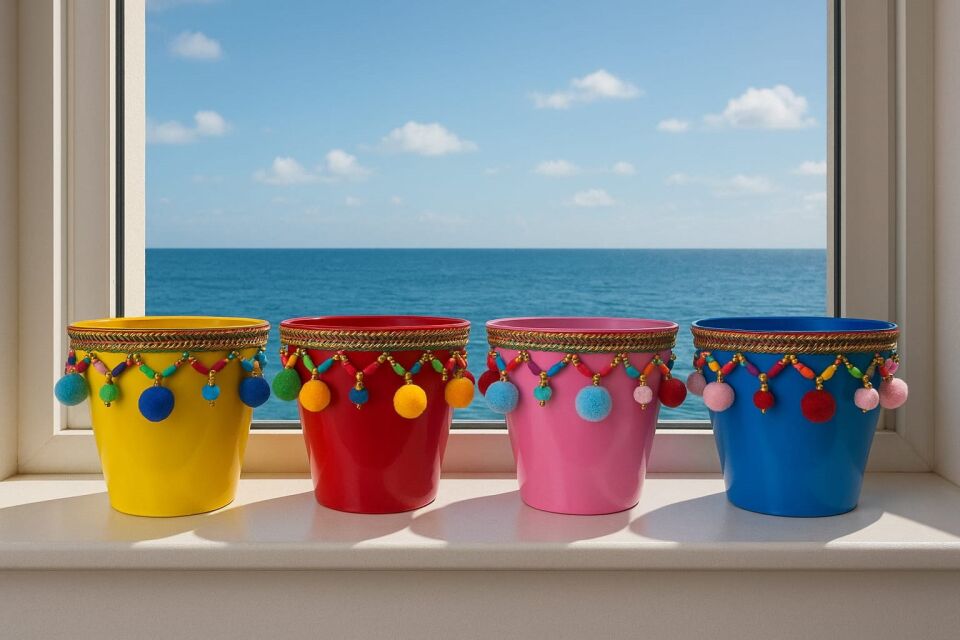 NF Dekoratif Saksı Akdeniz MAVİ  Tekli