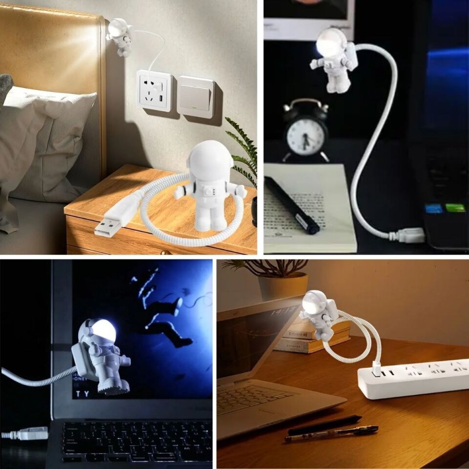 AD USB Astronot Gece Lambası, Masa Lambası, Kitap Okuma Lambası Işığı