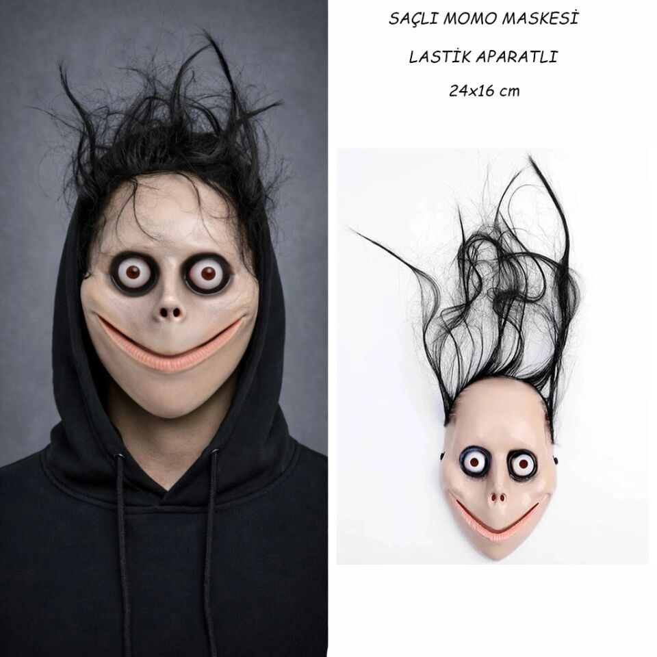 Mey İthalat® Saçlı Momo Korku Maskesi 24x16 cm